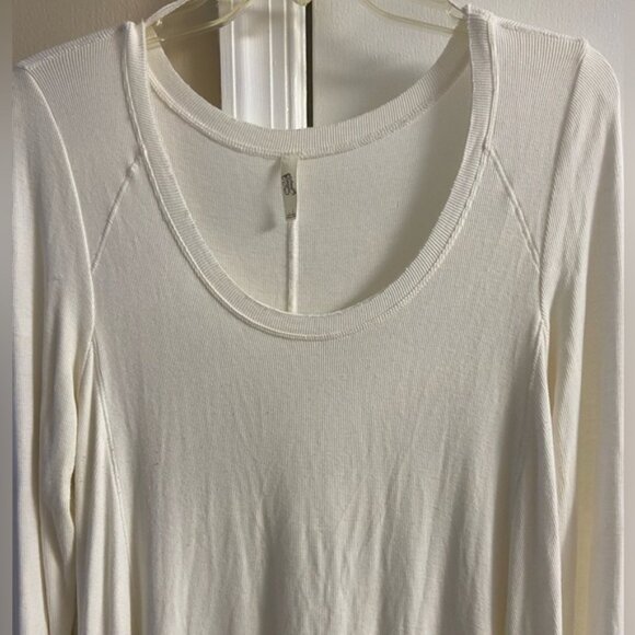 Free People Tunic Top Off White Boat Neck Long Line‎ Large - Picture 3 of 8